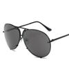 Vintage Rimless Alloy Aviation Pilot Sunglasses for Men Women Brand Gradient Sun Glasses Female Metal Oval Shades Black Brown
