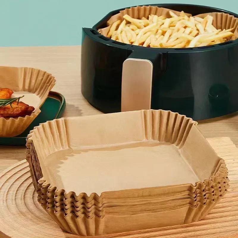 50~300pcs Air Fryer Grease Absorbent  For Household Baking Pans With Thickened Silicone Paper Pads