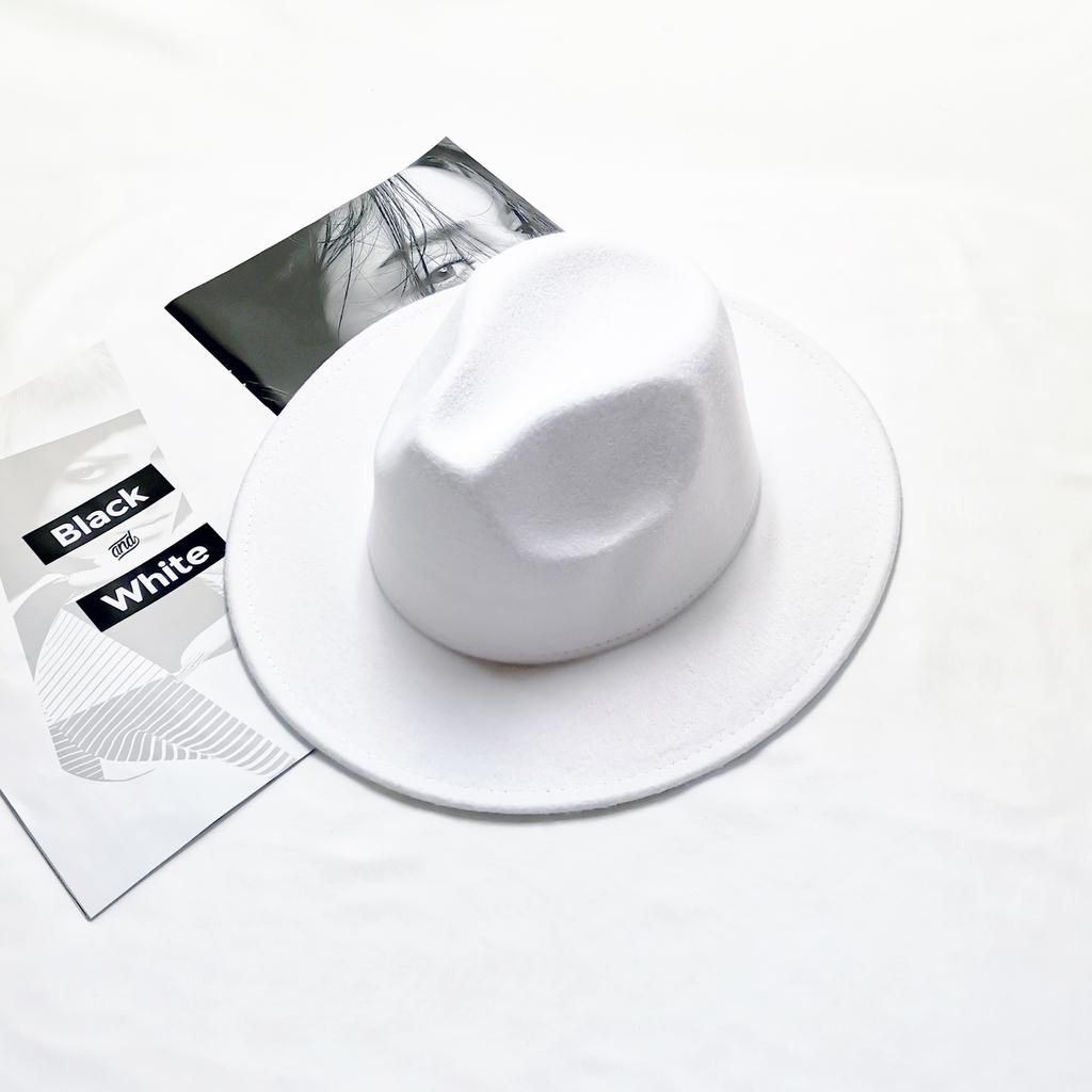 Men'S And Women'S Thermal Hats, Woolen Jazz Big-Brimmed Top Hats, British Retro Solid Color Light Board Felt Hats