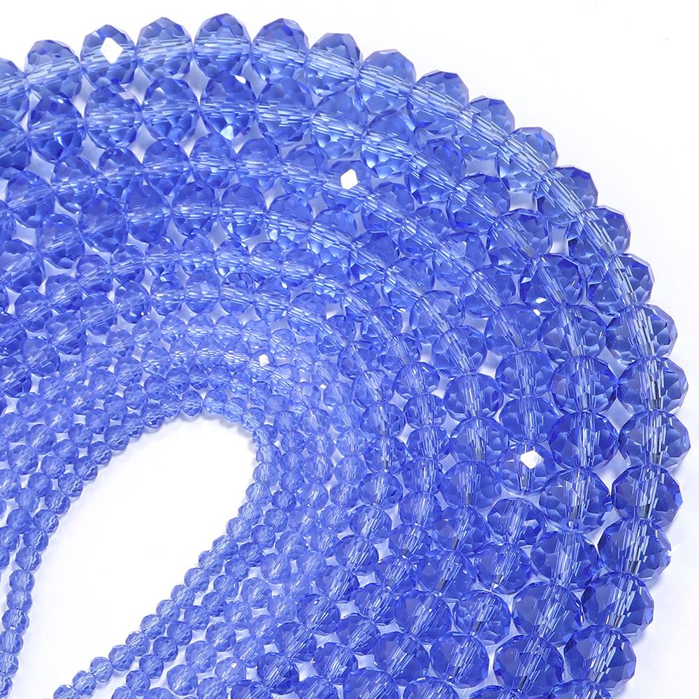 3/4/6/8/10mm Faceted Crystal Beads Transparent Blue Glass Loose Spacer Bead For Jewelry Making DIY Necklace Bracelet Accessories