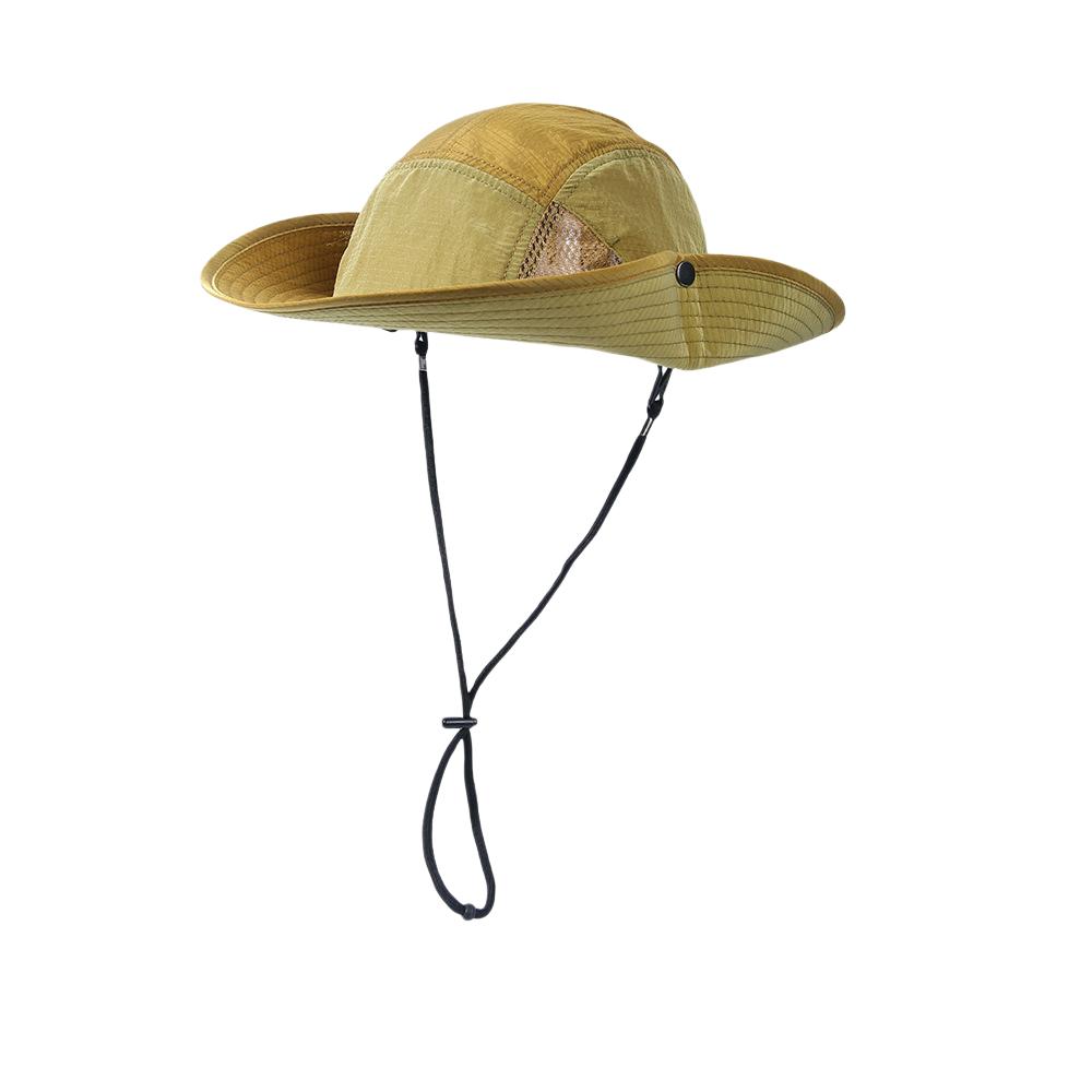 

Summer Sun Hat with Side Snaps Breathable Mesh Bucket Hat Wide Brim Fishing Hiking Boonie Cap Outdoor Safari Hat Men Women 54-59 жёлтый