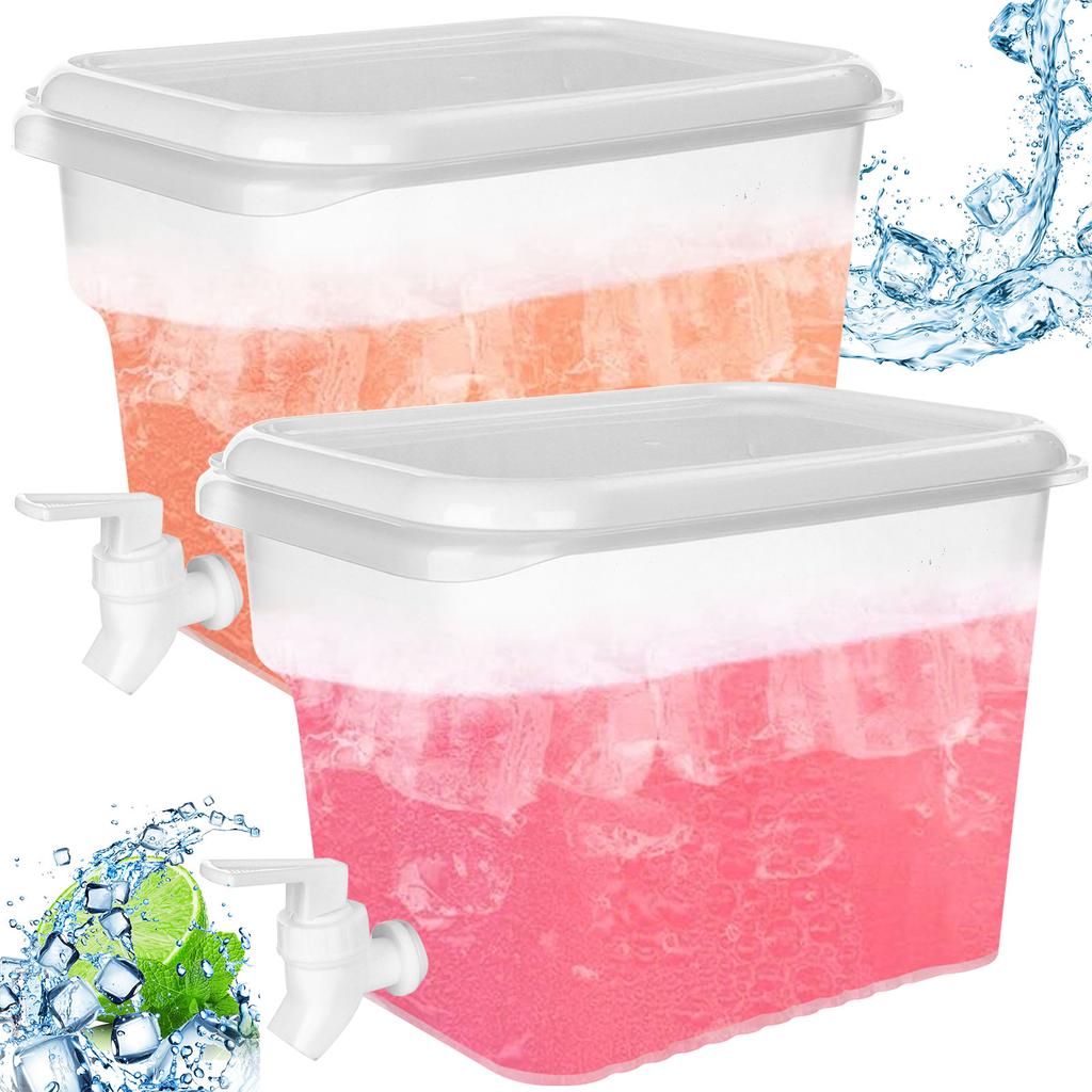 2Pcs Plastic Water Dispensers Fridge Liquid Dispenser Drink Dispenser With Tap Iced Beverage Dispensers For Milk Ice Water Cockt