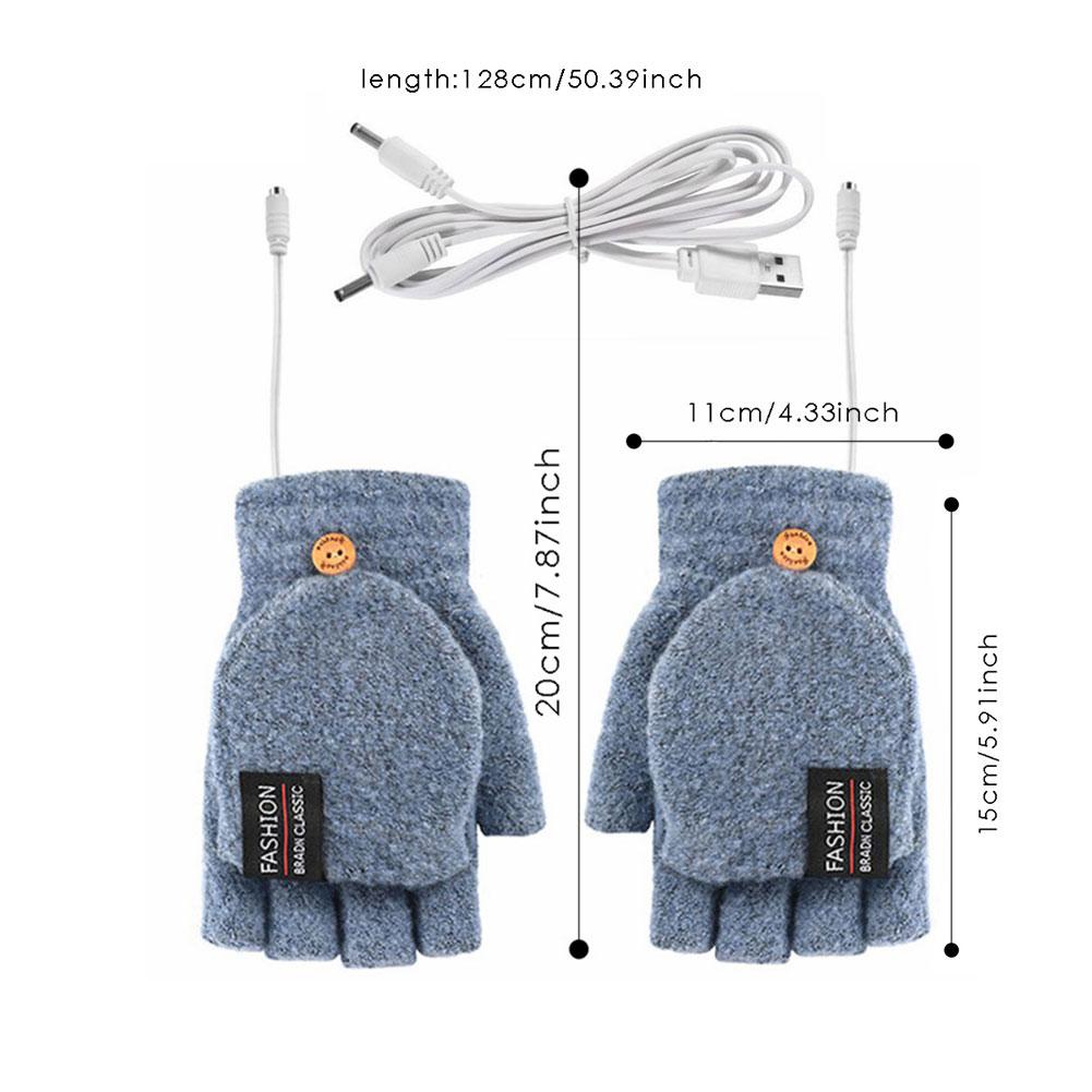 USB Electric Heated Gloves Adjustable Temperature Fingerless Hands Warmer Touchscreen Electric Thermal Gloves Warm Winter Warmer