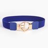 Fashionable Elastic Belt with Round Gold Buckle In Black and White