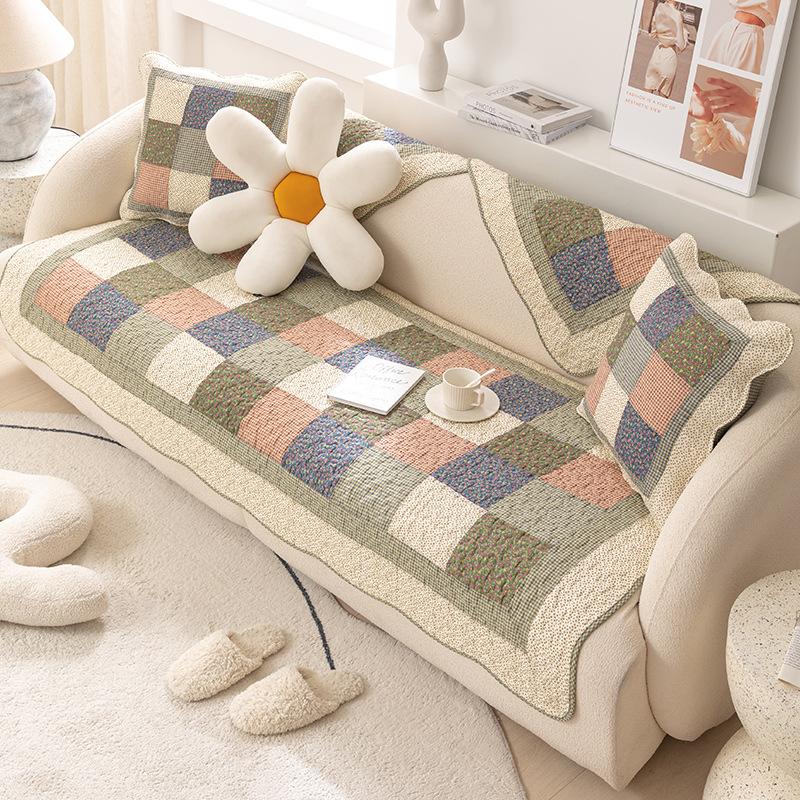 Sofa Cushion Four Seasons Universal Pure Cotton Cushion Simple Modern Nordic Cotton Non-Slip Sofa Towel Cover Cloth Cushion Summer