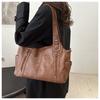 Retro Style Faux Leather Tote Bag for Women Large Capacity Shoulder Handbag