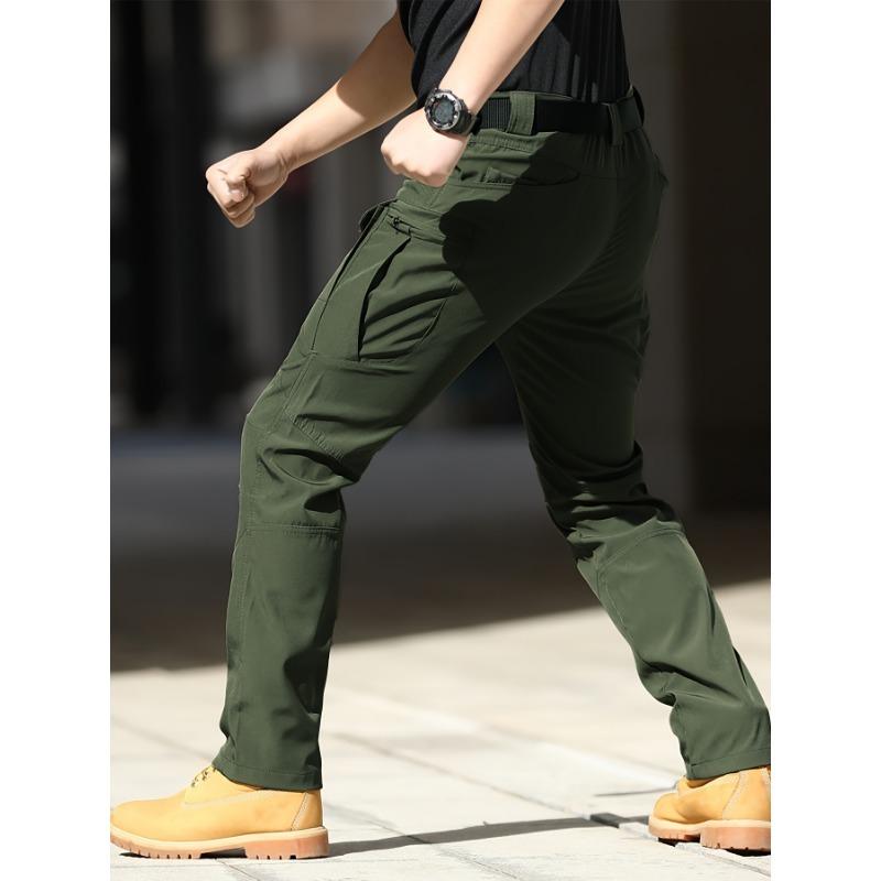 Men'S Tactical Cargo Pants - Spring & Autumn Regular Fit, Breathable Quick-Dry Fabric, Multiple Pockets with Adjustable Straps (Belt Not Included)