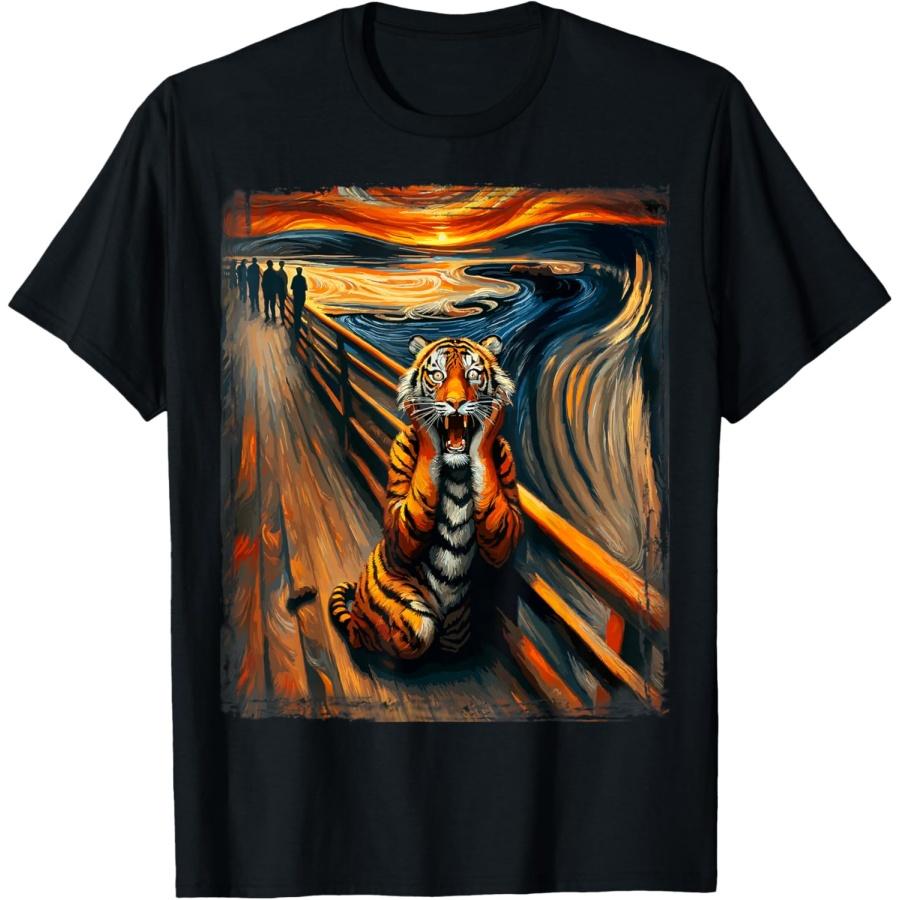 

Expressionist Scream Shirt for Tiger Lovers _ Artistic Tiger T-Shirt XXXXXL чорний
