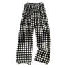 Korean Style Women's Fleece Pajama Pants - Flannel Cartoon Design for Autumn and Winter