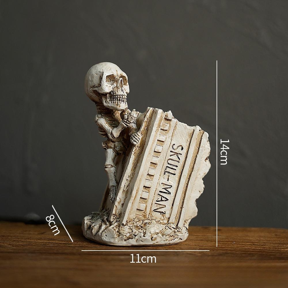

Halloween Decoration Skull Pen Makeup Brush Holder Creative Skeleton Toothbrush Flower Vase Home Office Desk Storage Box Ornamen