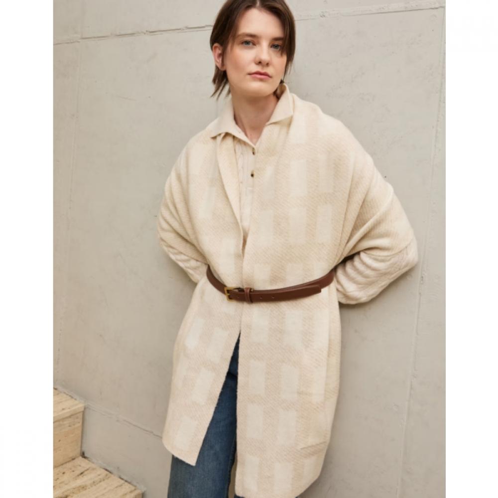 Daks Beige Reversible Wool Cashmere Blend Pocket Wide Shawl Dbmu5f866i2 Single option