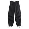 Pantaloni Paracadute Moda Donna Casual Tinta Unita Vita Bassa Coulisse Larghi Pantaloni Femminili Vintage Vita Alta Elastica Pantaloni Cargo