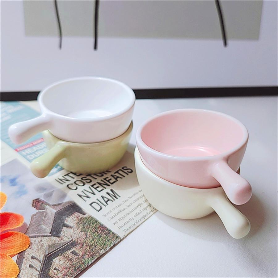 4pcs Seasoning Plates, Ceramic Mini Plates with Handles, Creative Small Milk Cups, Coffee and Sugar Small Plates