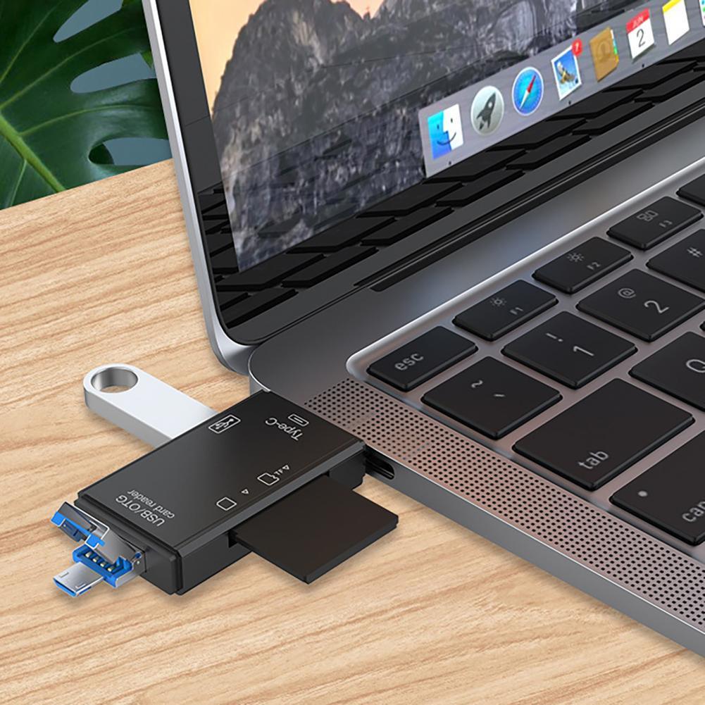 6 In 1 SD USB Type C Card Reader USB 2.0 TF/Mirco SD Smart Memory OTG Flash Drive Cardreader Adapter