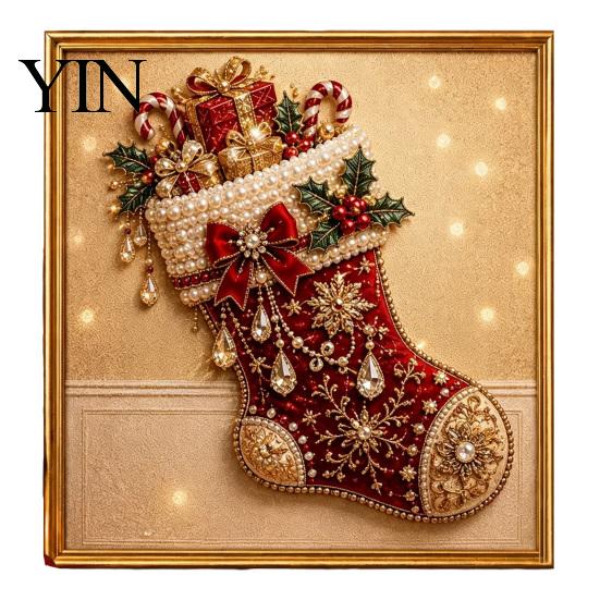 Unique DIY Christmas Decor Faux Pearl Art Kit, Winter Scene Painting Artistic Bead Kits 3D Sparkling Animal Wall Craft Kit for Adults, Holiday