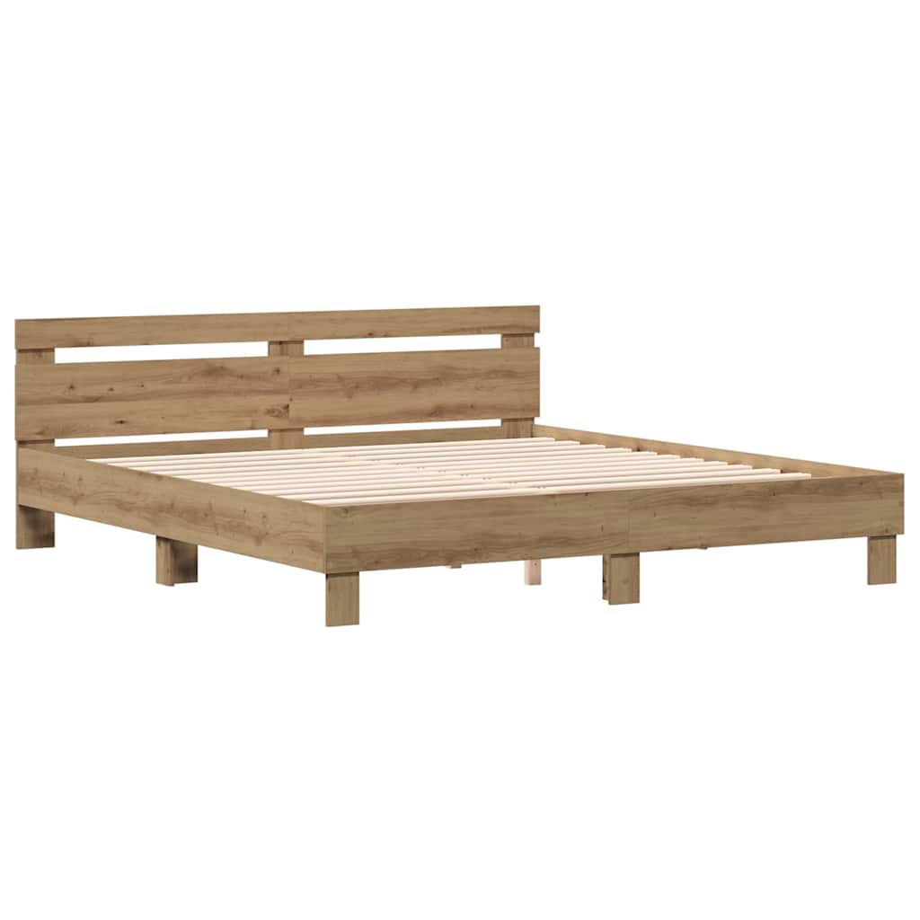 Bed Frame Artisan Oak 203 x 185 x 70 cm Engineered Wood