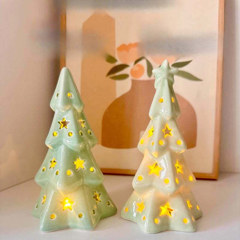 Ceramic Transparent Christmas Tree Night Light Gift Atmosphere Light Gift Height 16cm