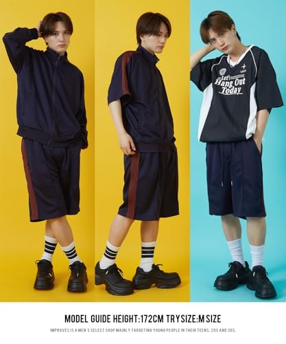 IMPROMES Casual Shorts [SIDEWAYSTANCE] Line Jersey Shorts, Men's, Navy