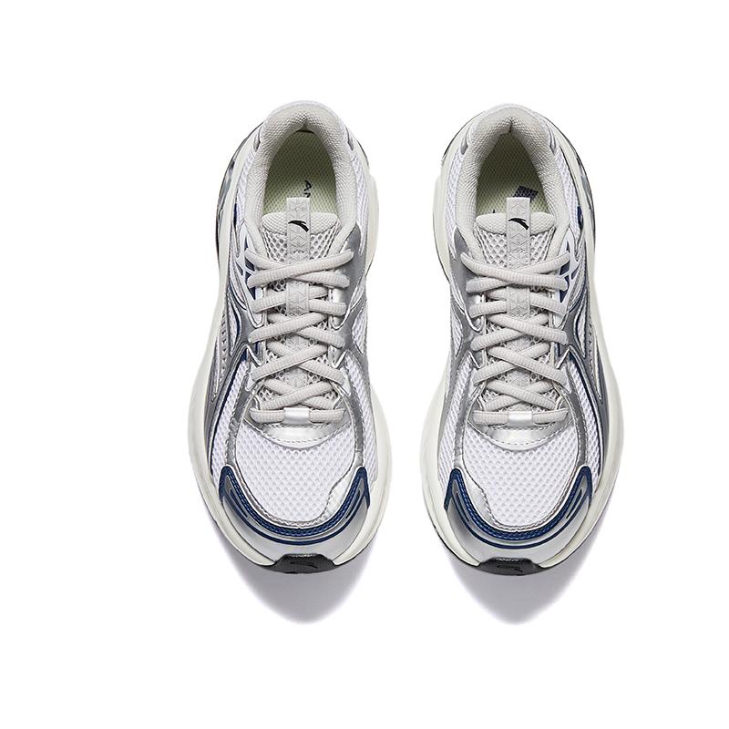 New Anta Running Collection Cushioning, Wear Resistant Low Top Casual Running Shoes Women's White Silver 922535595-3