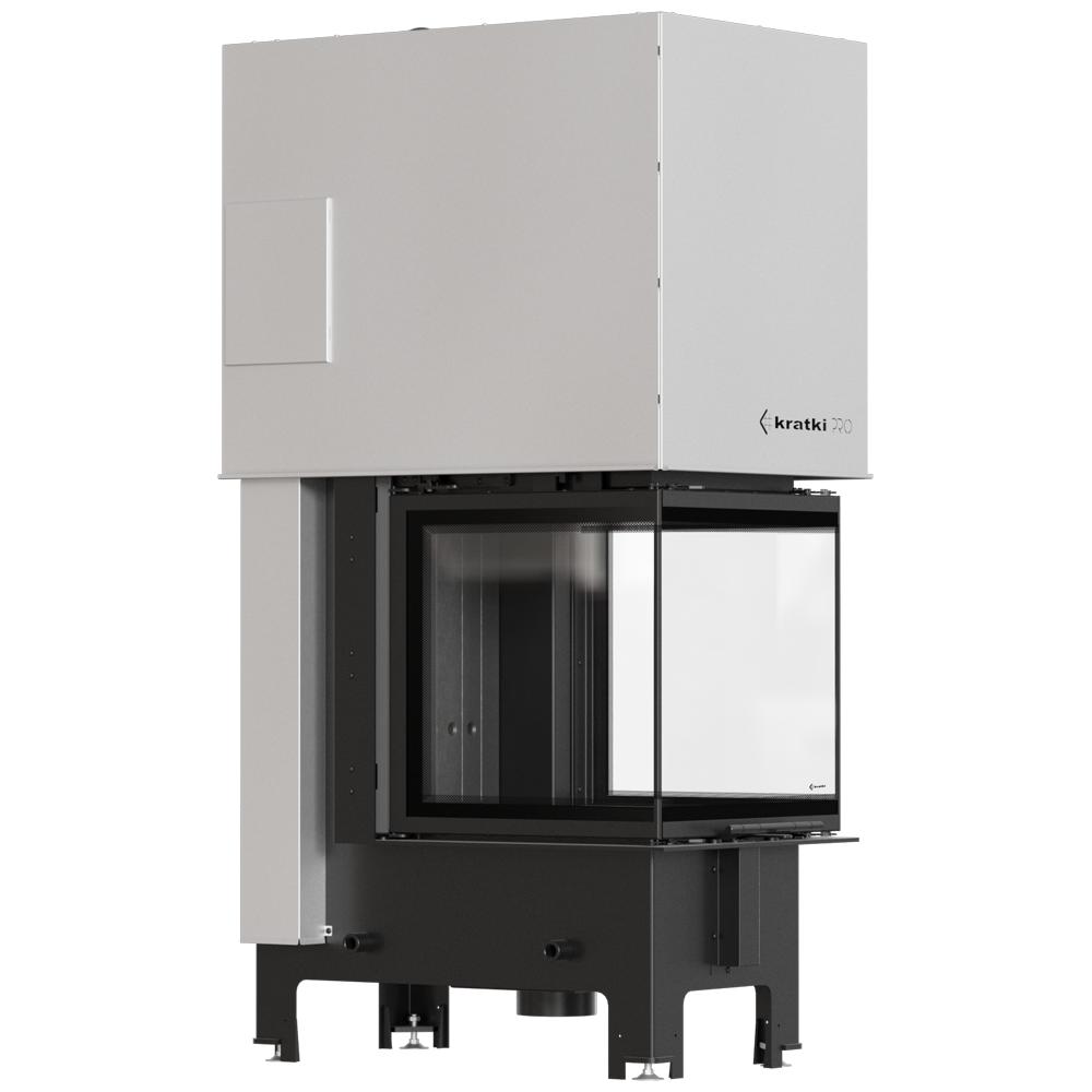 Steel fireplace KRATKI REGNOR 500/500 7 kW Ø 200 3-sided, black thermotec and self closing door