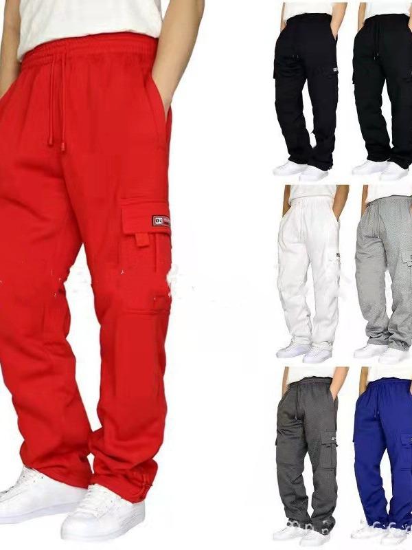 Men's Fleece-lined Cargo Pants with Cuffed Ankle and Multi-Pockets
