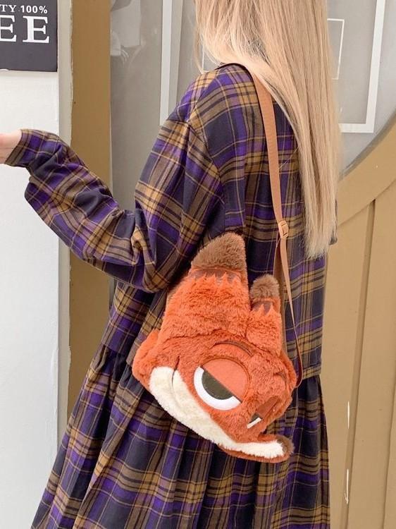 Zootopia Nick Plush Toy Shoulder Bag For Daily Use With Storage And Cute Design