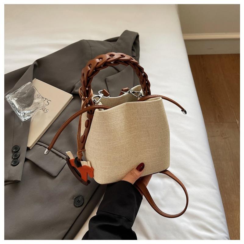 

Універсальна сумка-відро, Модна та стильна клаптикова маленька сумка для носіння в руці, Модна сумка через плече на одному плечі бежевий