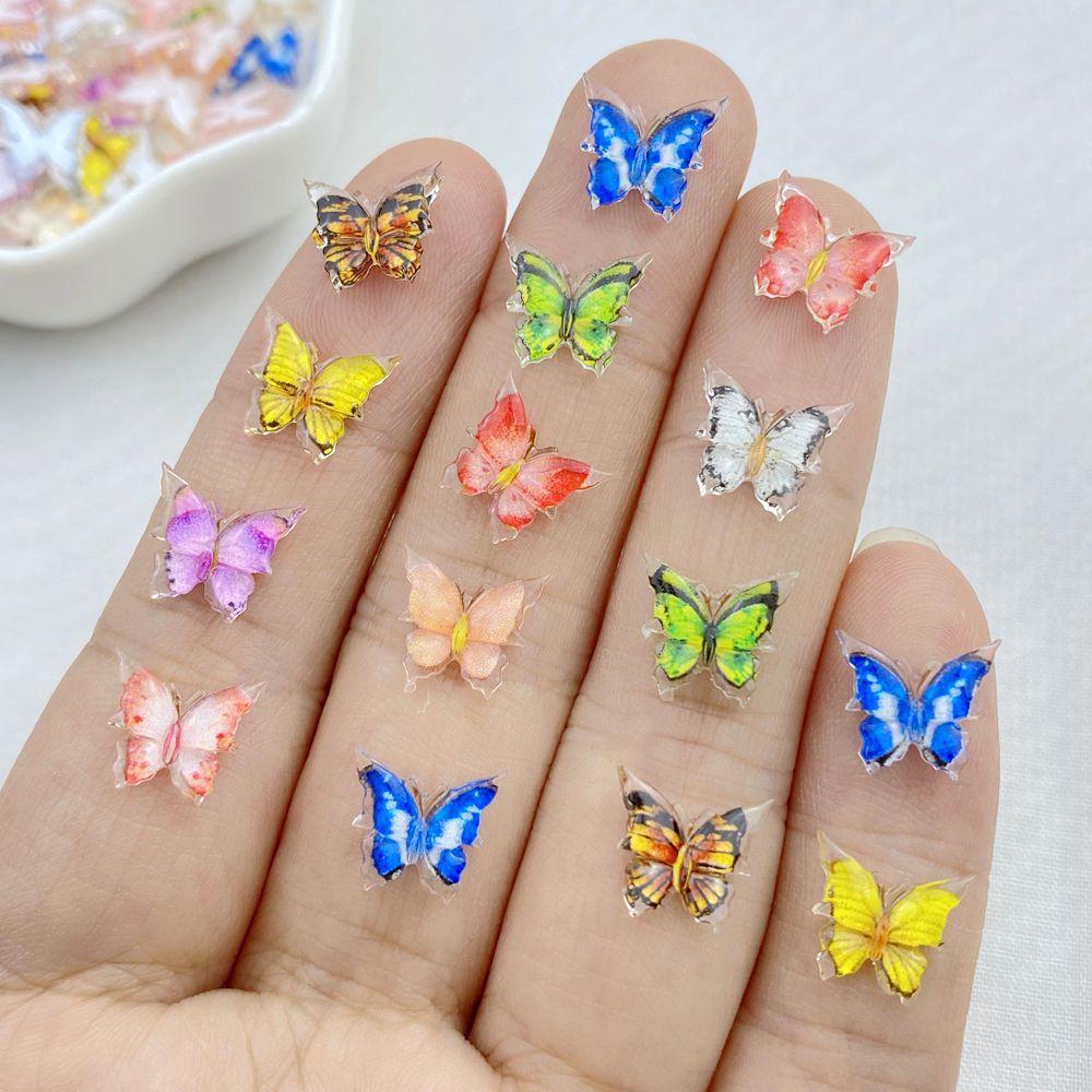 

50Pcs New Cute Resin Small Sparkling Butterfly Flat Back Ornament Jewelry Making Manicure Hairwear Accessories