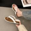 Popular black retro flip-flop heels slippers women's 2025 new summer wear with skirt non-slip French sandals