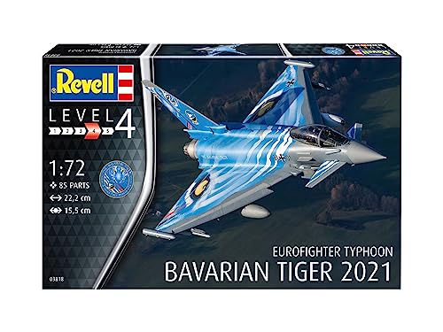 German Revell 1/72 Scale German Air Force Eurofighter Typhoon Bayern Tiger 2021 Plastic Model Kit 03818, Molded In Color