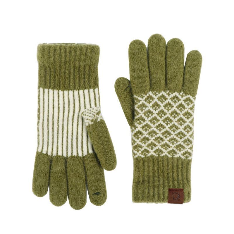 Winter gloves women's self-heating German velvet retro jacquard knitted thermal gloves female student gloves men