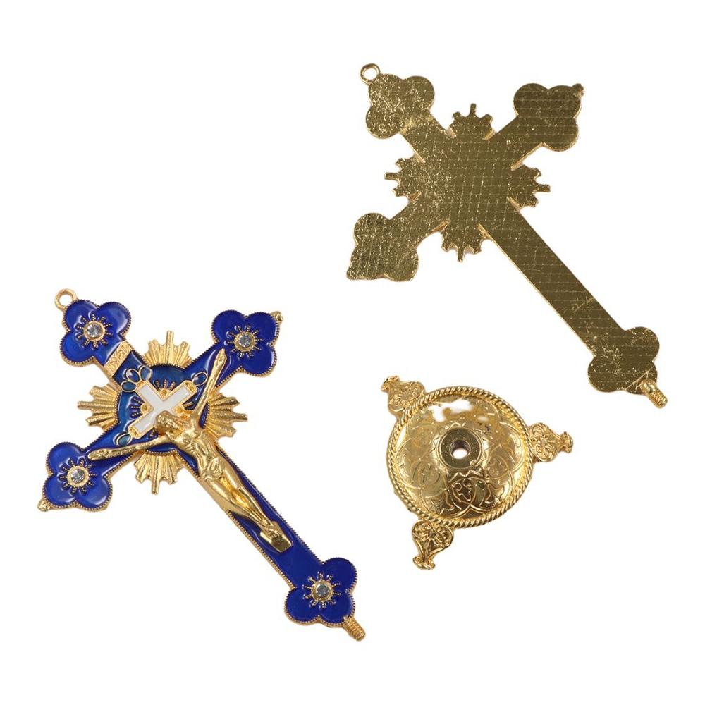 Multi-color With Stand Church Cross Ornaments No Fading Durable Alloy Cross Ornaments Handmade Plated Gold Statue Home Decor