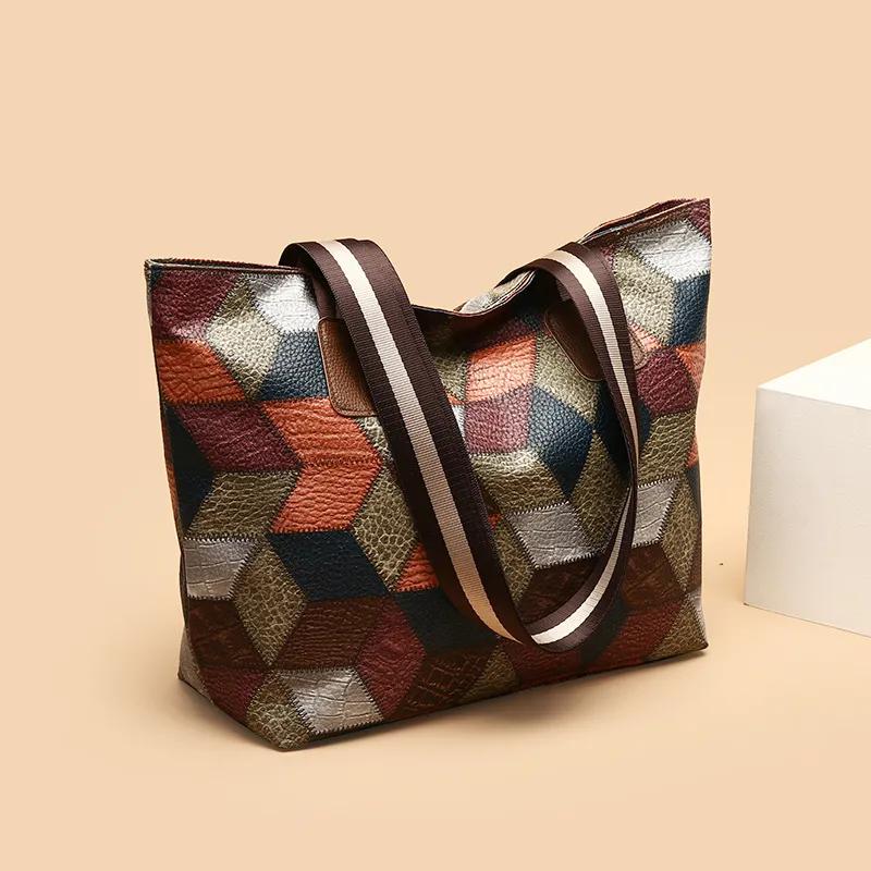 

WTEMPO Retro Fashion Bestselling Soft Faux Leather Single Shoulder Bag High-end Versatile Women s Color-blocking Crossbody Tote Bags 1pc разноцветный