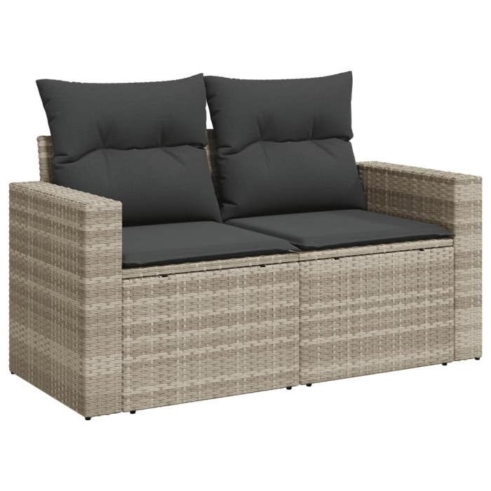 VidaXL Canapé de Jardin 2 Places et Coussins, Siège avec Housse, Meuble de Terrasse Patio Balcon Extérieur, Gris Clair 366195