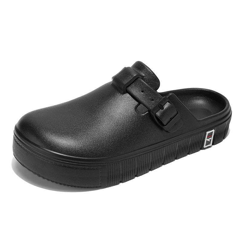 

Баотоу тапочки мужские модные трендовые тапочки для дома, мягкая подошва, нескользящие, повседневные, сандалии медсестры мужские 42/43 чёрный