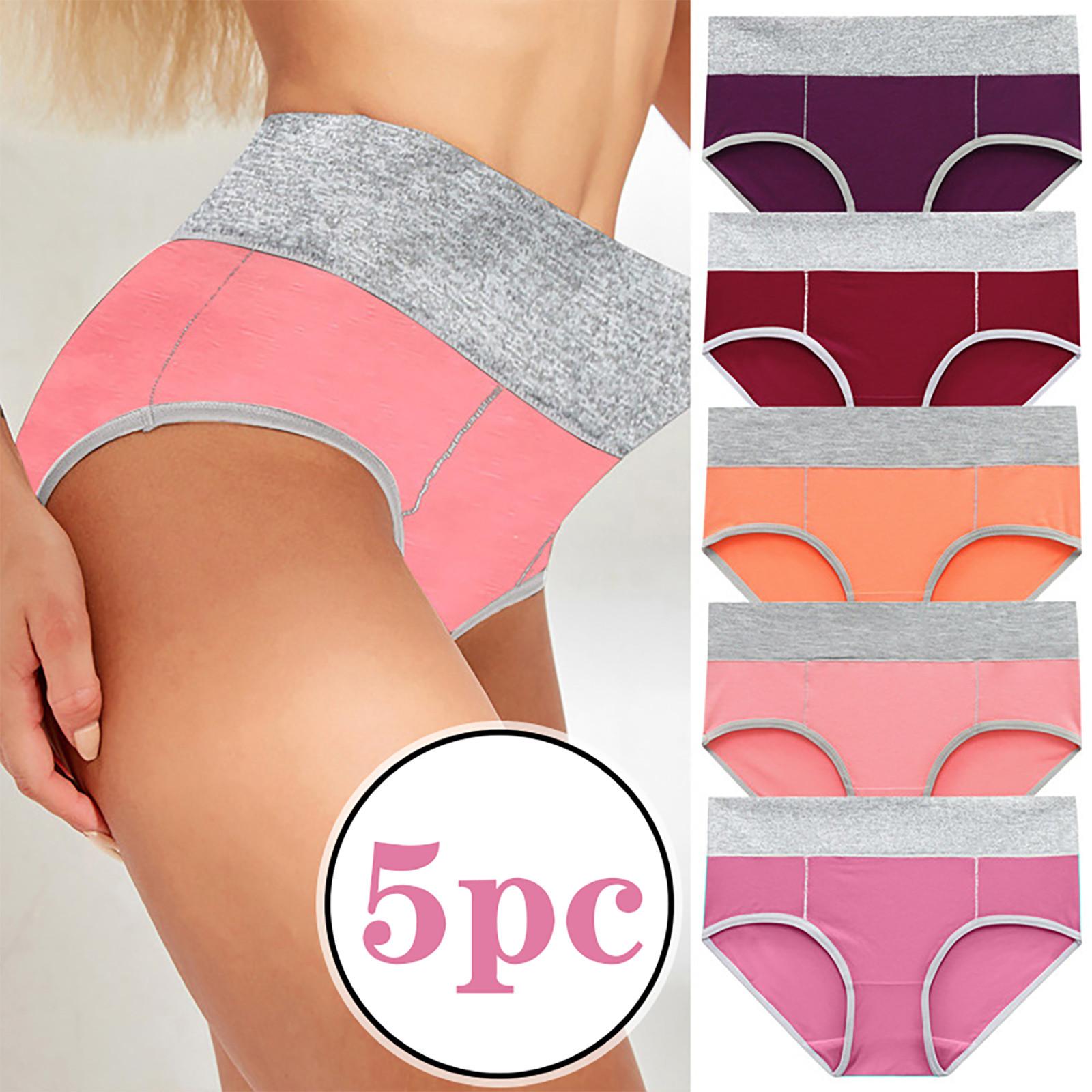 

Women s Sexy Fashion Large Size Color Bump Buttocks Splicing Panties 5PC XXL