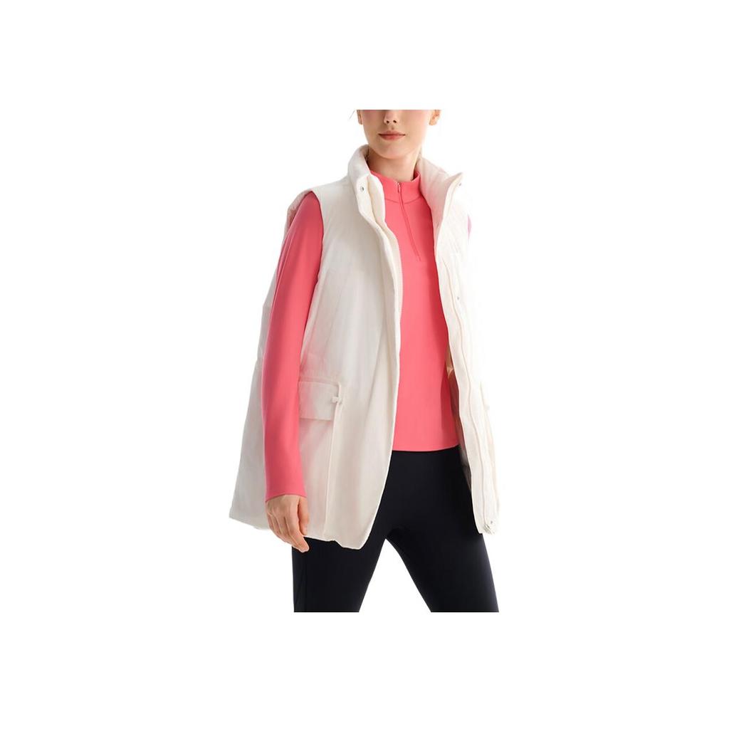 Fila Fitness Solid Color Outdoor Casual Sports Zip Stand Collar Vest Women Vests Steam-White A51W441901F-IV