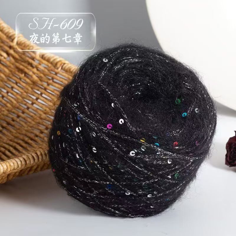 50g Big Sequins, Mohair Wool, Super Soft Yarn, Hat, Sweater, Scarf, Hand Woven DIY Shawl, Wand, Needle DIY Knitting&Crocheting