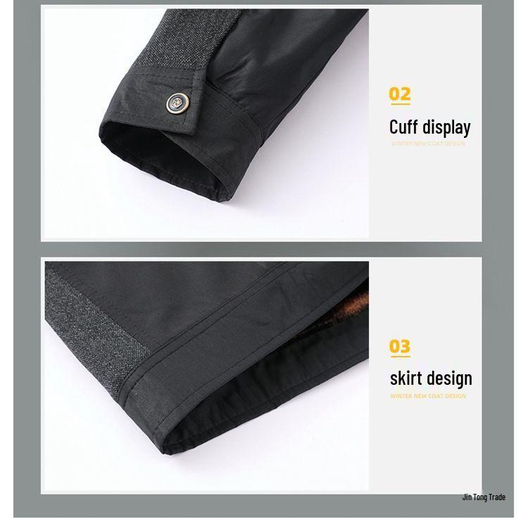 Men's Fleece-Lined Lapel Jacket, Thickened Autumn/Winter Coat for Middle-Aged and Older Men
