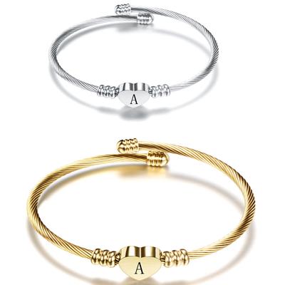 26 Letter Bracelet Simple Personality Titanium Steel Love Letter Bracelet Open Lady Peach Heart All-Match Bracelet