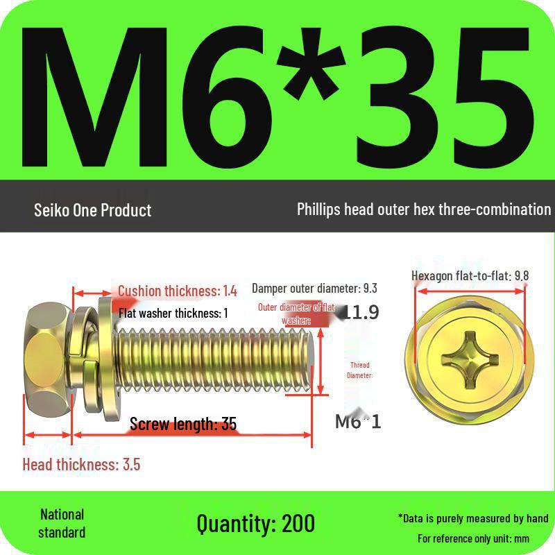 Hexagon Head Combination Screw Bolt Set with Washer and Spring Washer