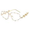 Vintage Sunglasses Eyeglasses Women Oversized Metal Glasses Frame Men Clear Lens Glasses Gold Optical Bling Party Eyeglasses