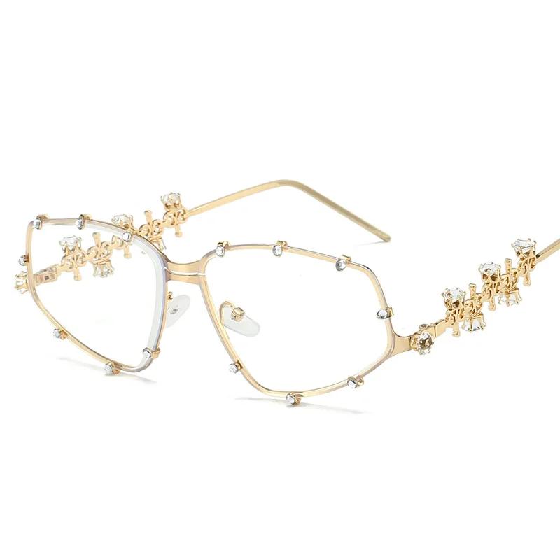 Vintage Sunglasses Eyeglasses Women Oversized Metal Glasses Frame Men Clear Lens Glasses Gold Optical Bling Party Eyeglasses