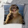 Monkey Music Sipping Meme Doublesided Printed Square Decorative Cushion Cover for Sofa Living Room Home Decor
