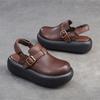 Johnature Retro-Sandalen mit runder Zehenpartie, atmungsaktiv, dicke Sohle, lässig, vielseitig, flache Plateauschuhe für Damen