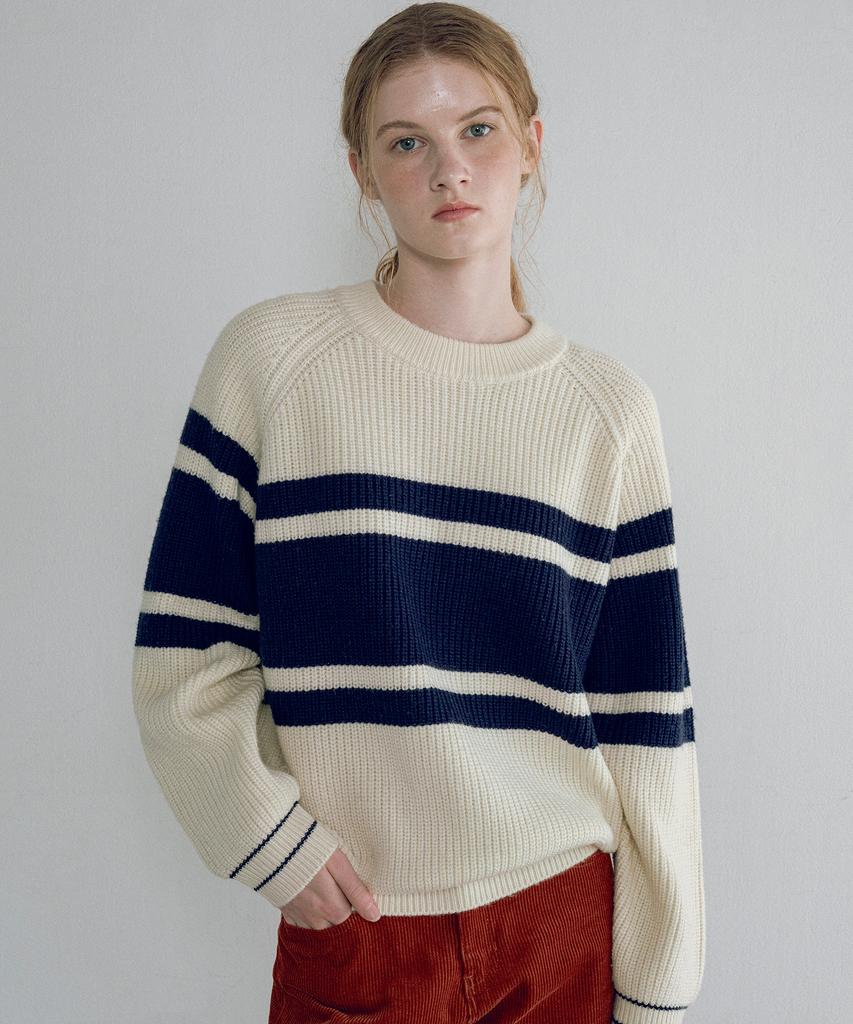 Banwonateullie Kn4269 Striped Raglan Knit_Ivory