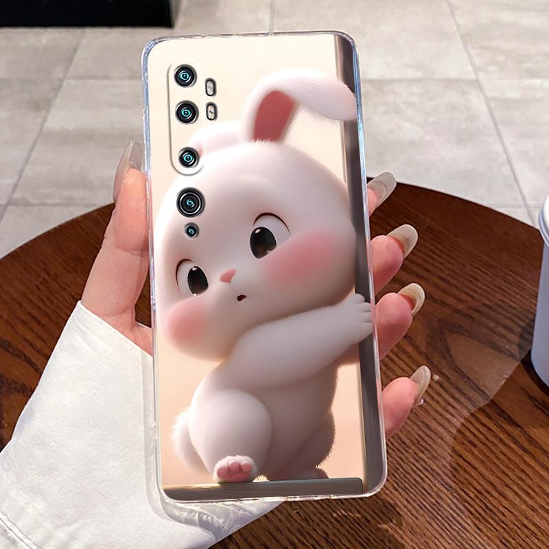 Jelly Casing For Xiaomi Mi cc9 Pro/Mi Note 10/Mi Note 10 Pro Clear Silicone Soft TPU Back Cover Cute Cat Rabbit Protective Case