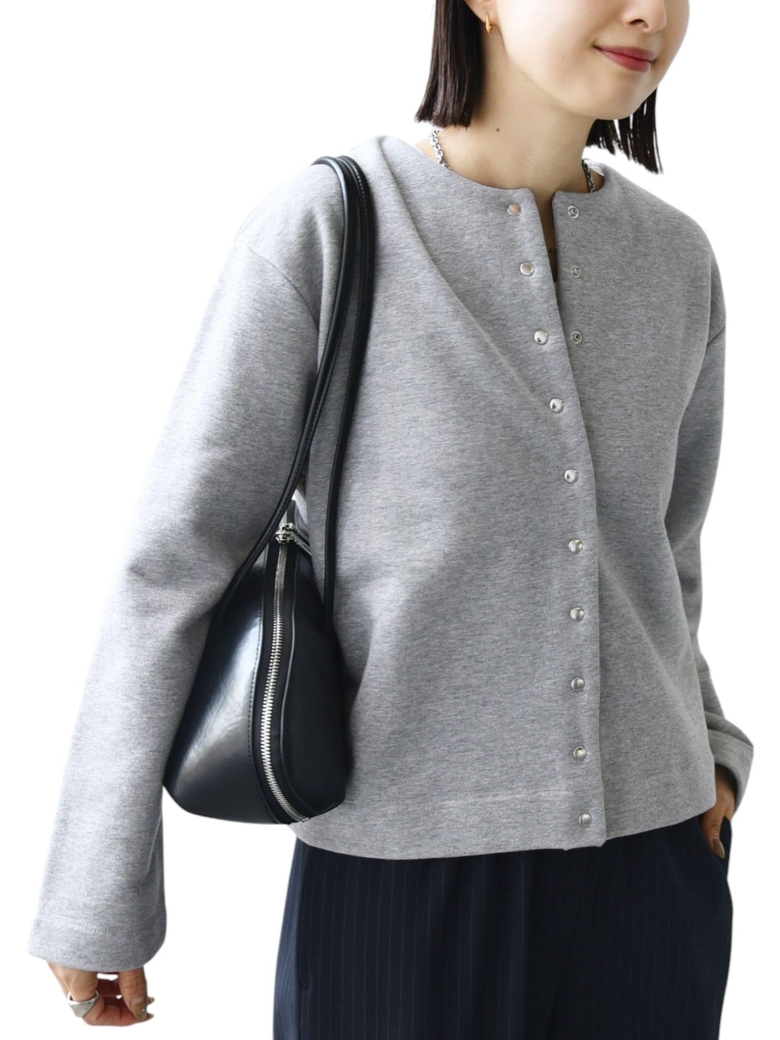 

SHIPS для Cut and Sewn Блестящий флис Кнопки-защелки Легкий кардиган женский единого размера, 312210519, Серый,