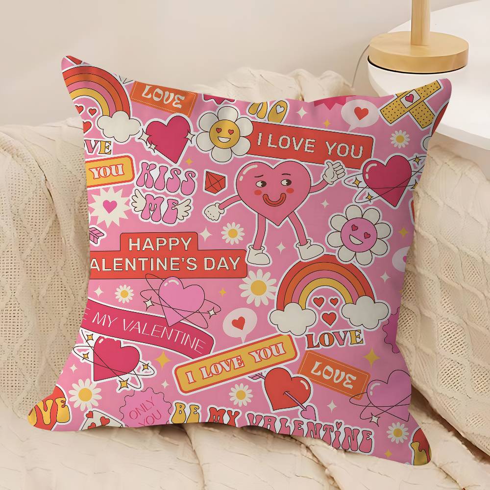 Valentines Day Pillowcase Toon Gift Cushion Cover Bedroom Home Sofa Chair Seat Decor Pillow Case