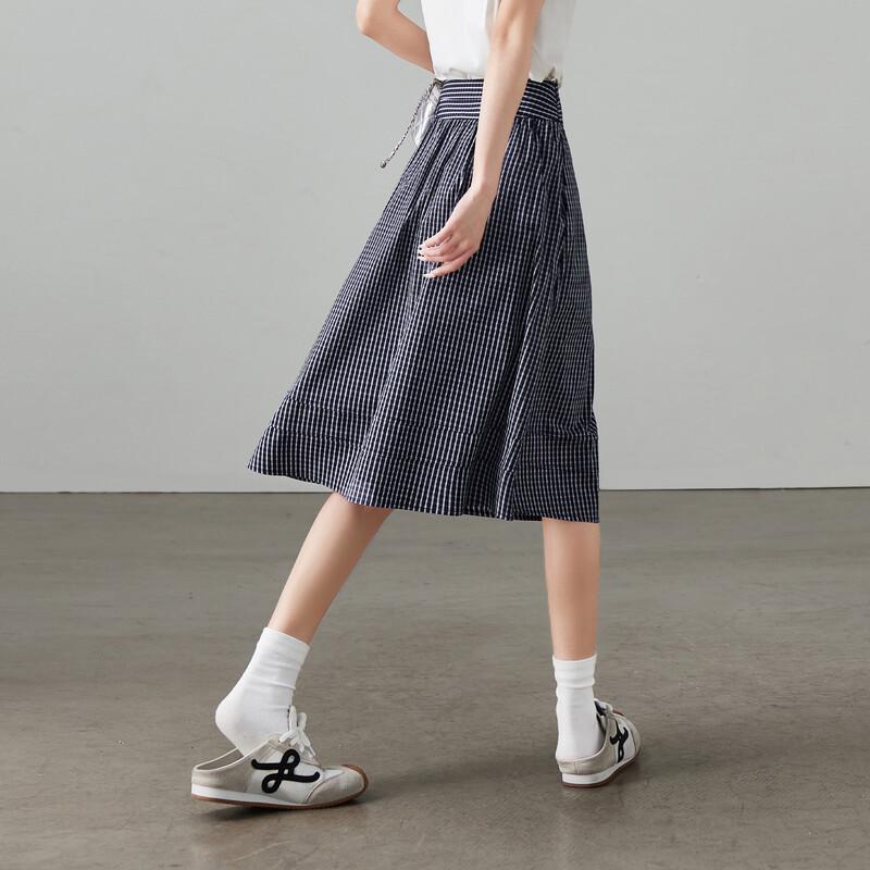 Jupe A-line à carreaux taille haute pour femme SOFSIL
